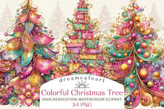 Colorful Christmas Tree Clipart Bundle - CraftNest - Digital Crafting and Art