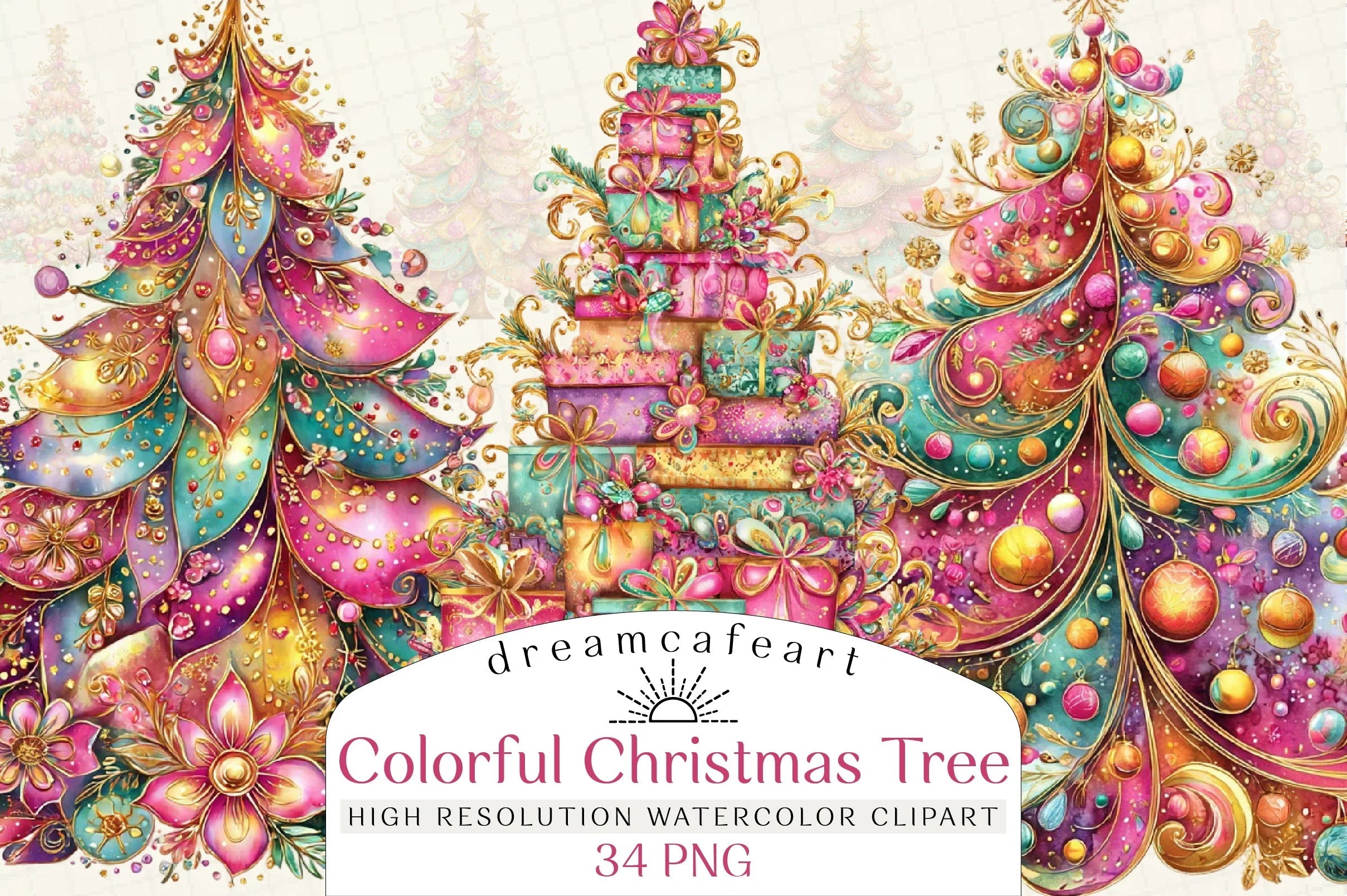 Colorful Christmas Tree Clipart Bundle - CraftNest - Digital Crafting and Art