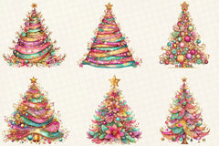 Colorful Christmas Tree Clipart Bundle - CraftNest - Digital Crafting and Art