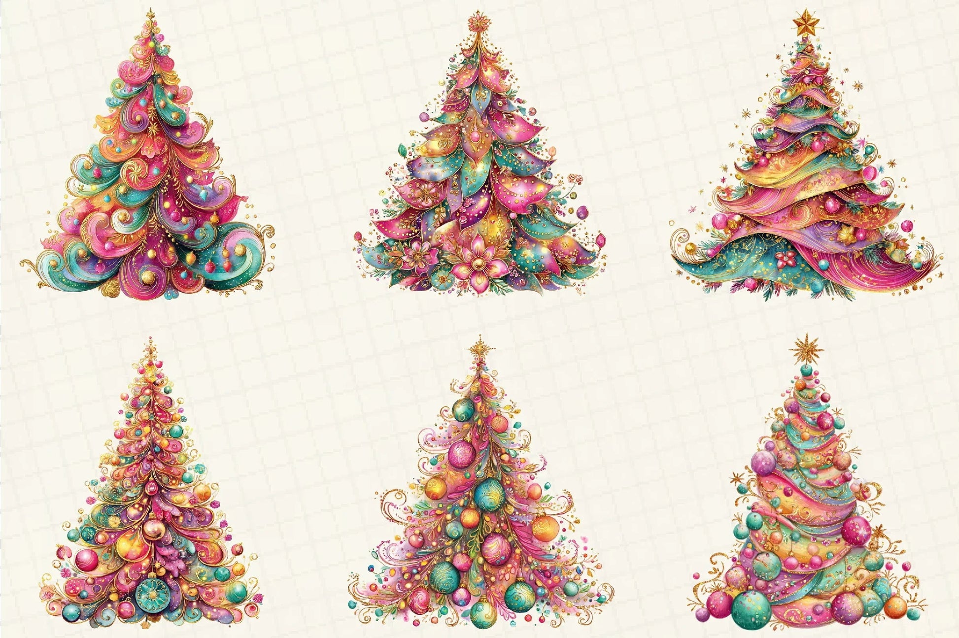 Colorful Christmas Tree Clipart Bundle - CraftNest - Digital Crafting and Art