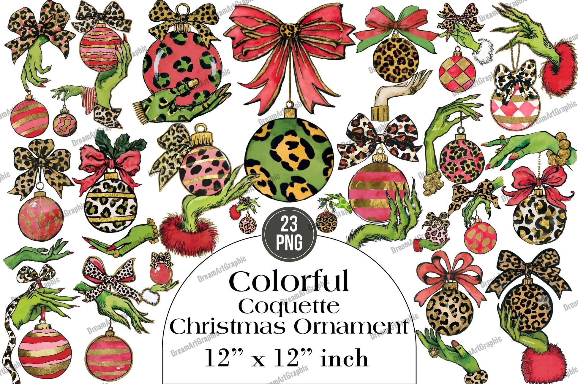 Colorful Coquette Christmas Ornament Clipart Bundle - CraftNest - Digital Crafting and Art