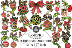 Colorful Coquette Christmas Ornament Clipart Bundle - CraftNest - Digital Crafting and Art