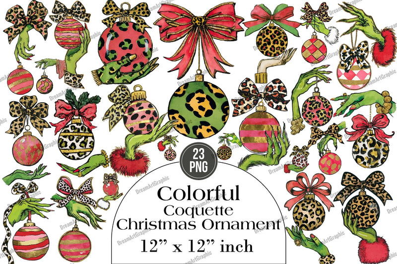 Colorful Coquette Christmas Ornament Clipart Bundle - CraftNest - Digital Crafting and Art