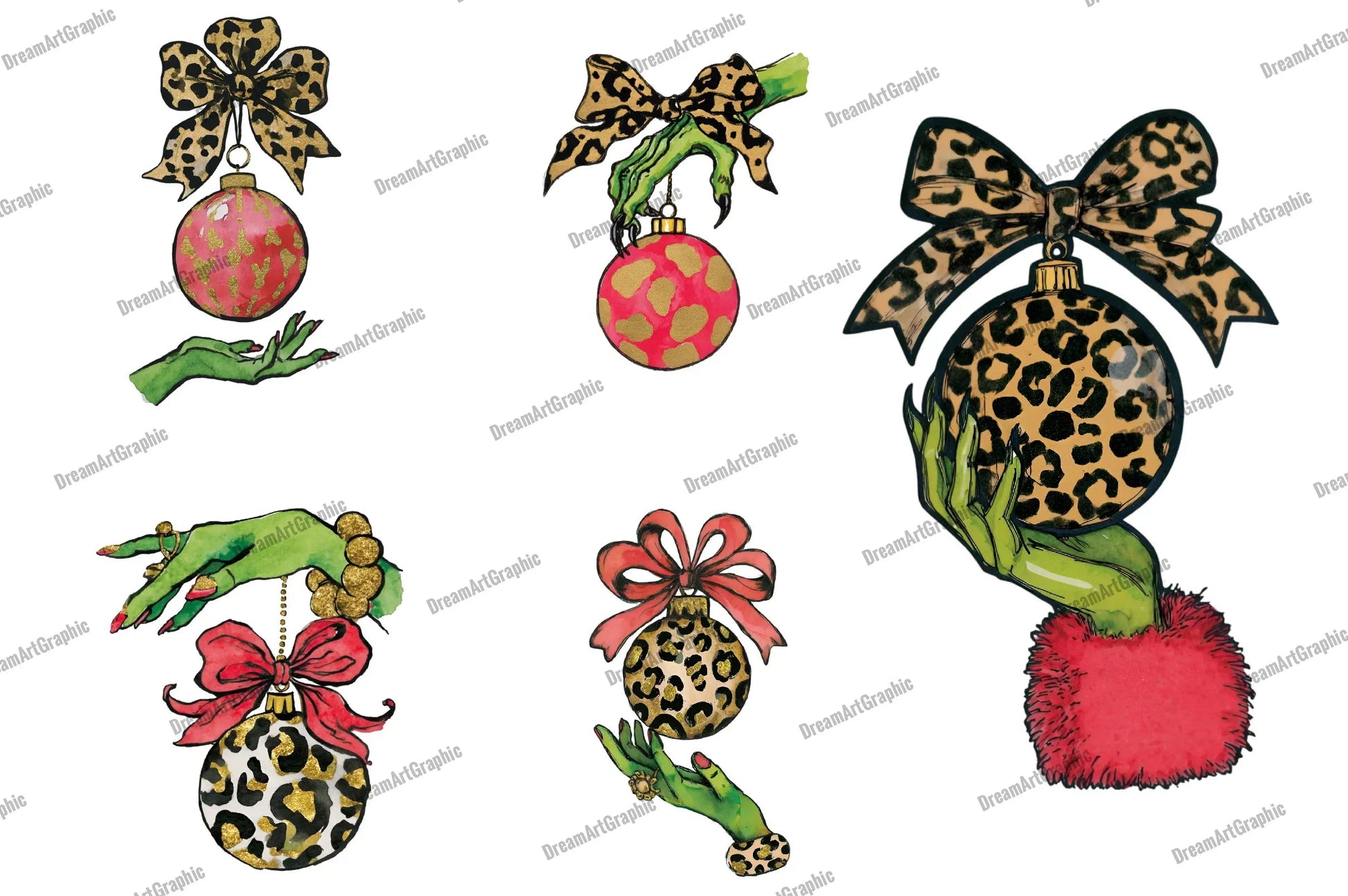 Colorful Coquette Christmas Ornament Clipart Bundle - CraftNest - Digital Crafting and Art