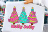 Colorful Holly Jolly Christmas Tree Clipart Bundle