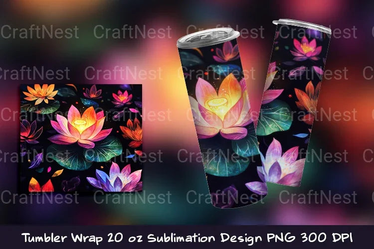 Colorful Lotus Tumbler Wrap - CraftNest - Digital Crafting and Art