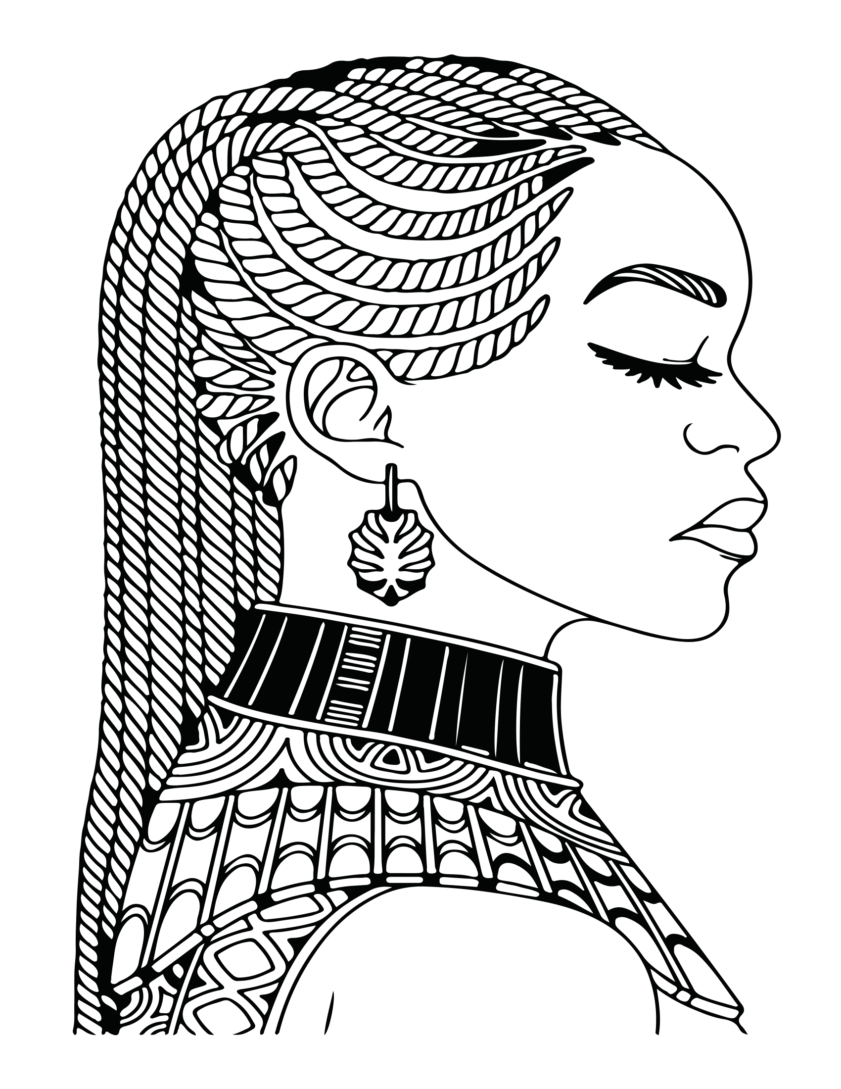 African Woman Portrait Coloring Book - CraftNest - Digital Crafting and Art