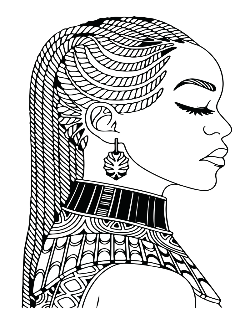 African Woman Portrait Coloring Book - CraftNest - Digital Crafting and Art