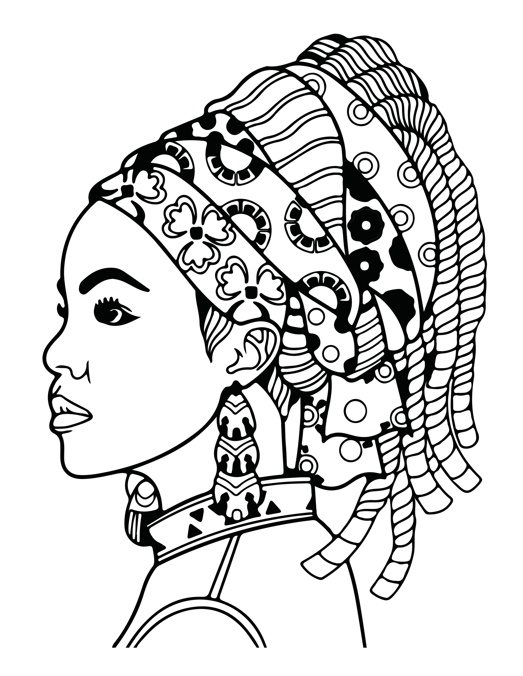 African Woman Portrait Coloring Book - CraftNest - Digital Crafting and Art