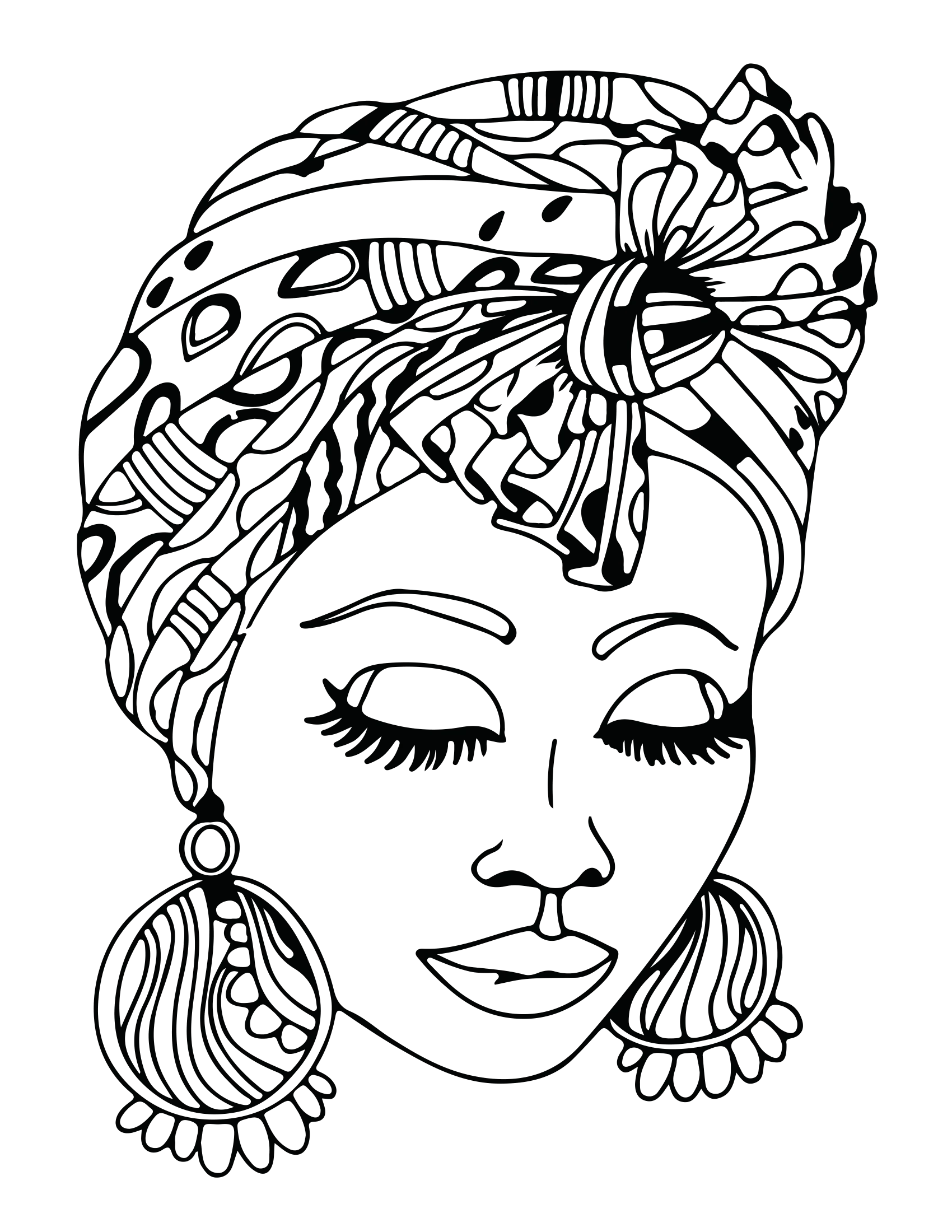 African Woman Portrait Coloring Book - CraftNest - Digital Crafting and Art