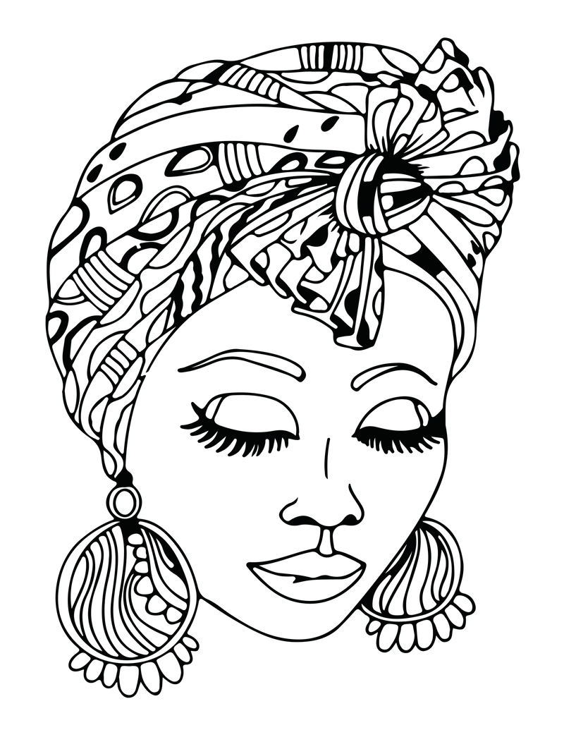 African Woman Portrait Coloring Book - CraftNest - Digital Crafting and Art