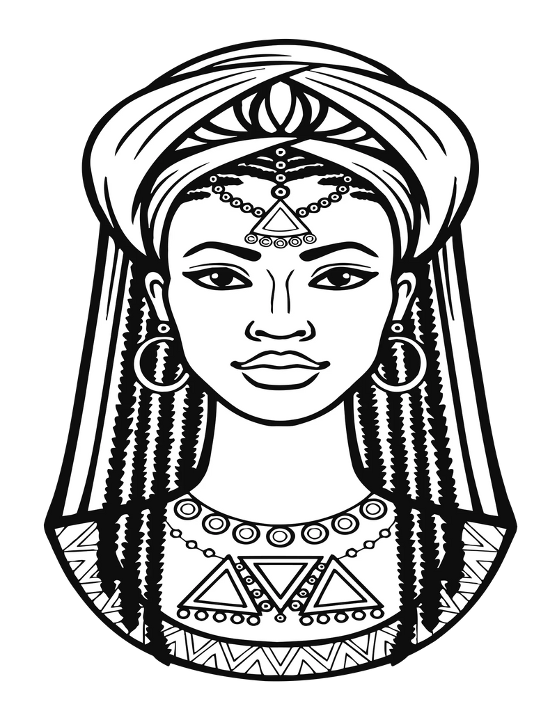 African Woman Portrait Coloring Book - CraftNest - Digital Crafting and Art