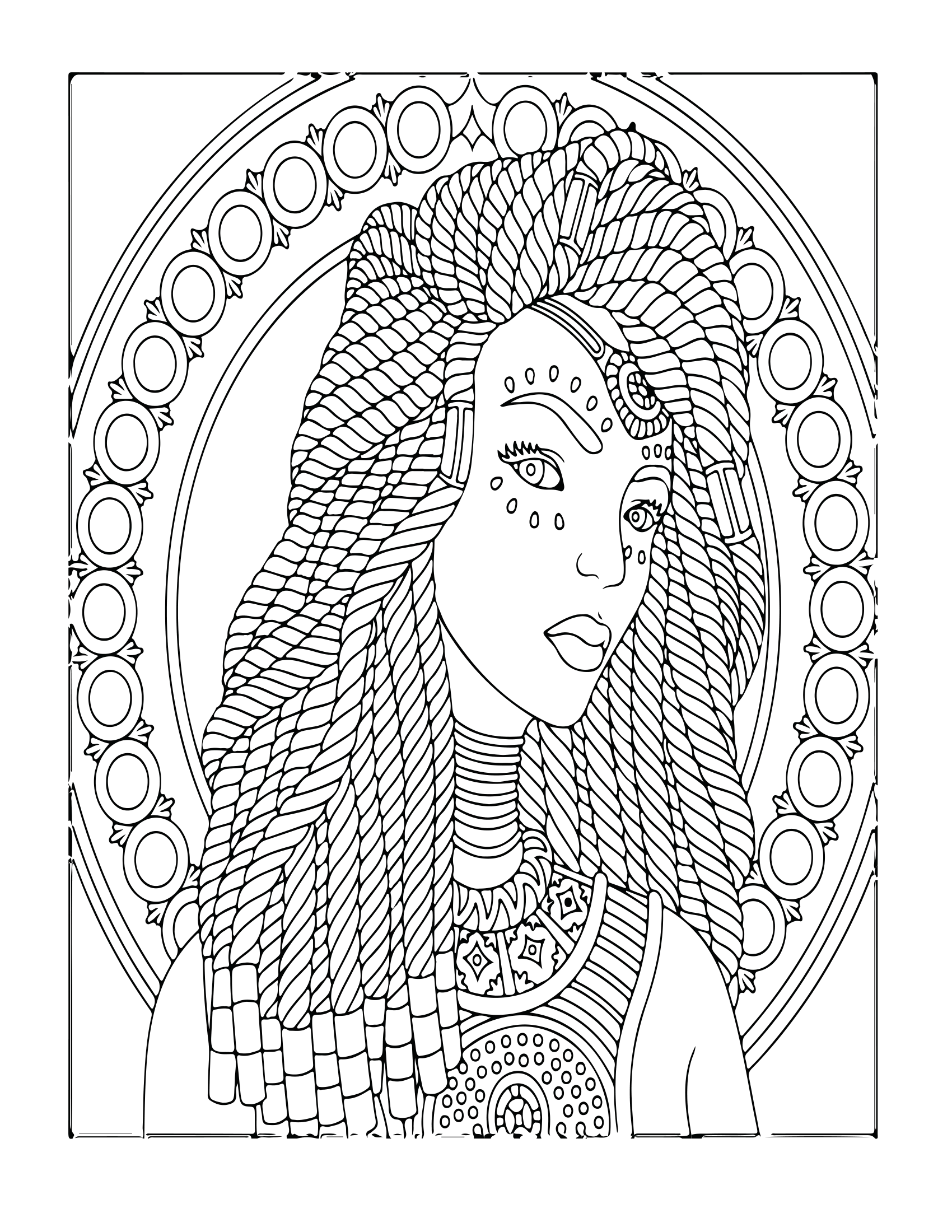 African Woman Portrait Coloring Book - CraftNest - Digital Crafting and Art