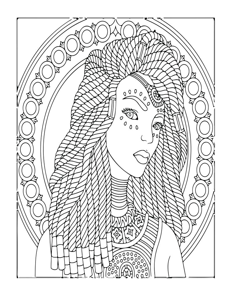 African Woman Portrait Coloring Book - CraftNest - Digital Crafting and Art