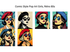 Retro 80s Pop Art Girls Clipart - CraftNest - Digital Crafting and Art