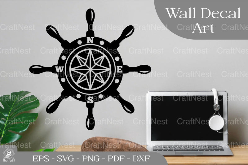 Compass Wall Decal - Nautical Decor - CraftNest - Digital Crafting and Art