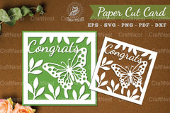 Congrats Papercut Card SVG Bundle - CraftNest - Digital Crafting and Art