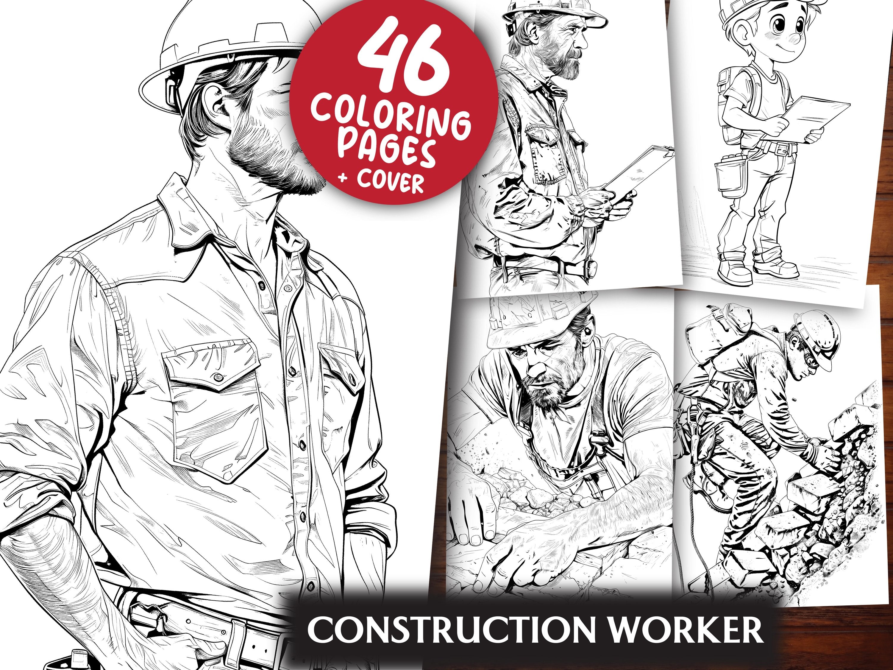 Construction Worker Coloring Books - CraftNest - Digital Crafting and Art
