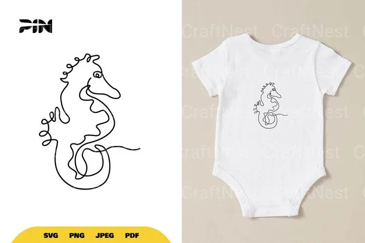 Continuous Line Seahorse SVG Bundle - CraftNest - Digital Crafting and Art