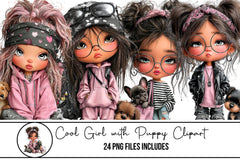 Cool Girl with Puppy Clipart Bundle - CraftNest - Digital Crafting and Art