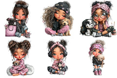 Cool Girl with Puppy Clipart Bundle - CraftNest - Digital Crafting and Art