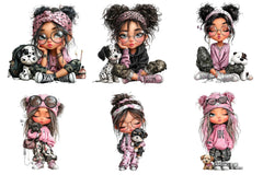 Cool Girl with Puppy Clipart Bundle - CraftNest - Digital Crafting and Art