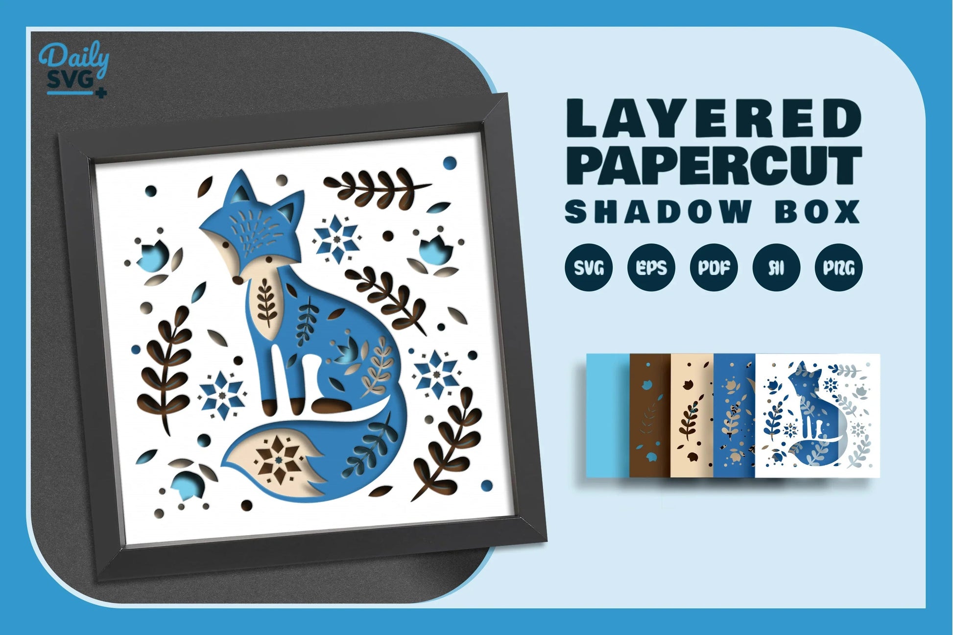 Cool Winter Fox Folk Art Papercut SVG Bundle - CraftNest - Digital Crafting and Art