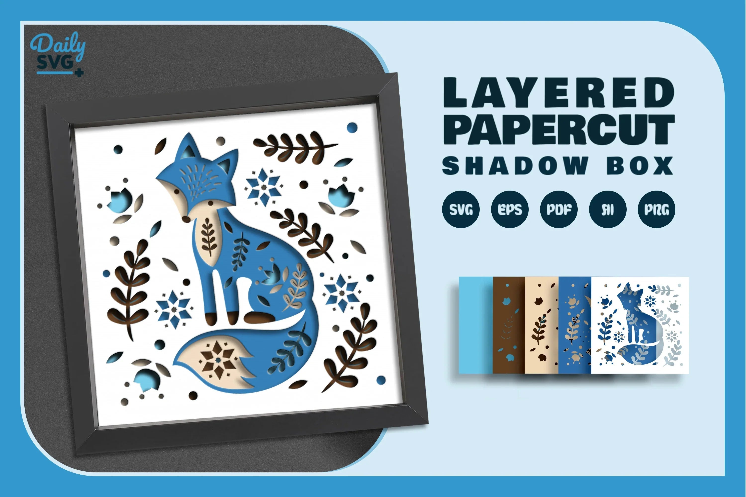 Cool Winter Fox Folk Art Papercut SVG Bundle - CraftNest - Digital Crafting and Art