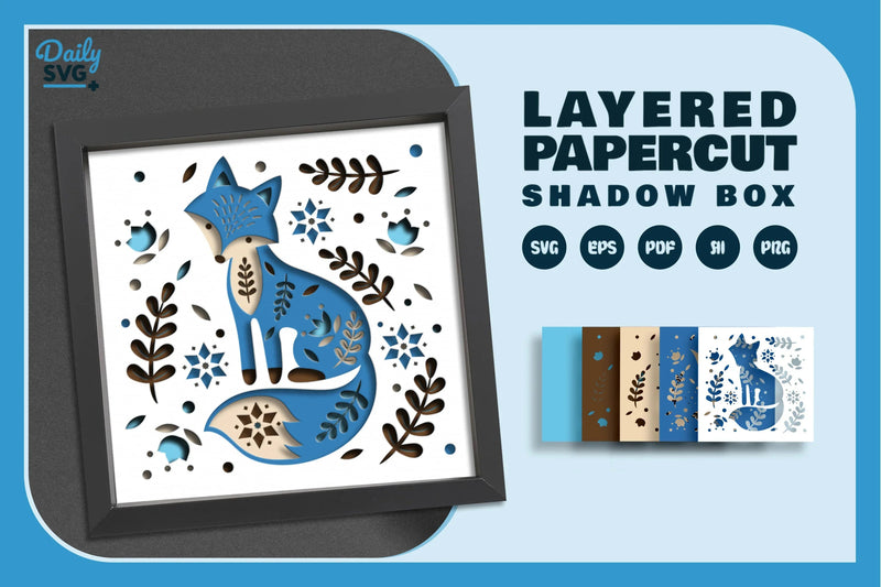 Cool Winter Fox Folk Art Papercut SVG Bundle - CraftNest - Digital Crafting and Art