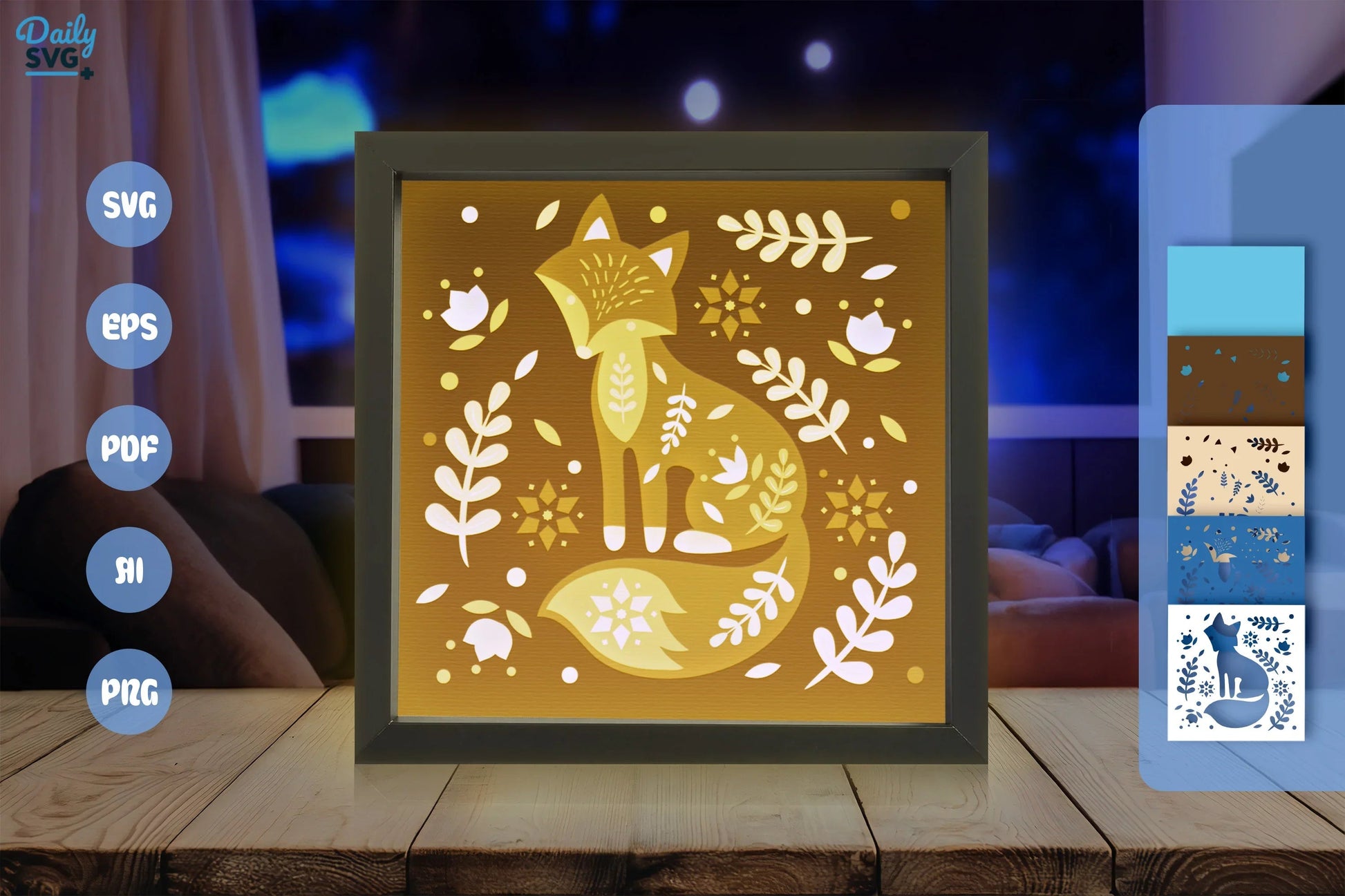 Cool Winter Fox Folk Art Papercut SVG Bundle - CraftNest - Digital Crafting and Art