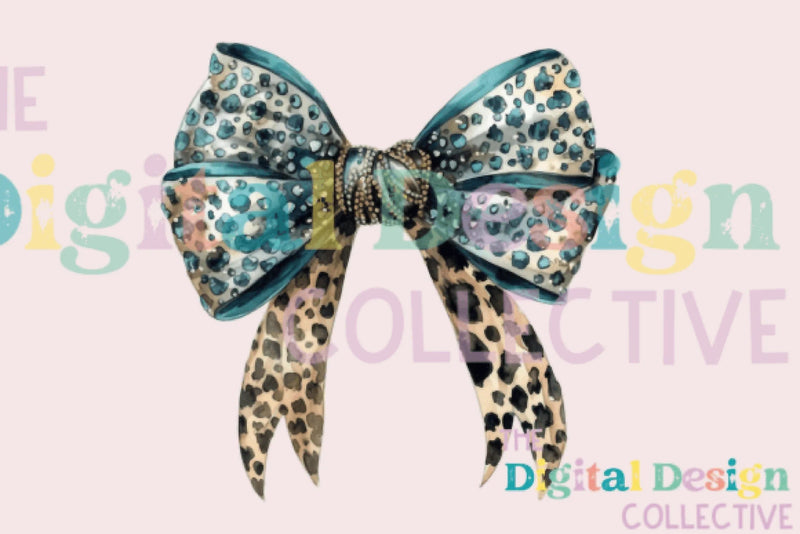 Leopard Turquoise Western Coquette Bow Clipart Bundle - CraftNest - Digital Crafting and Art
