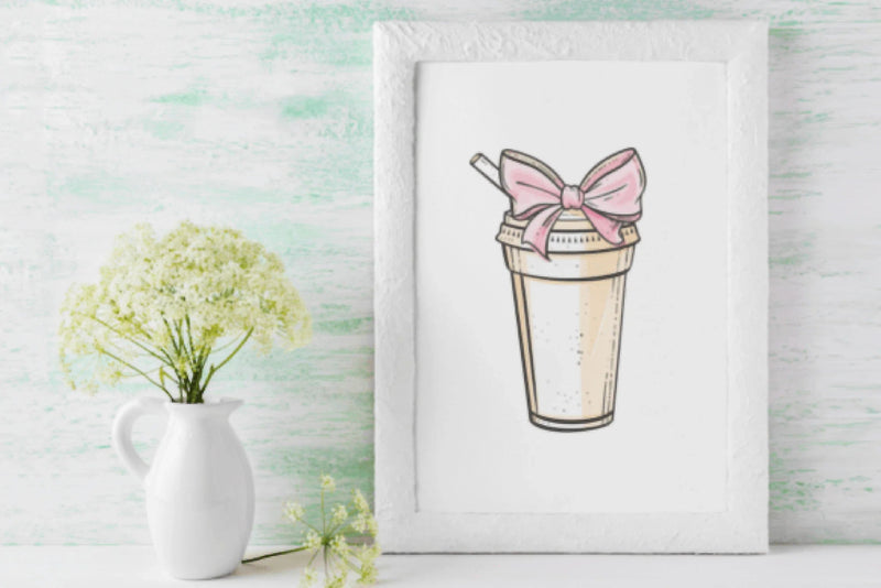 Coquette Coffee Clipart Bundle with Bow Design - CraftNest - Digital Crafting and Art