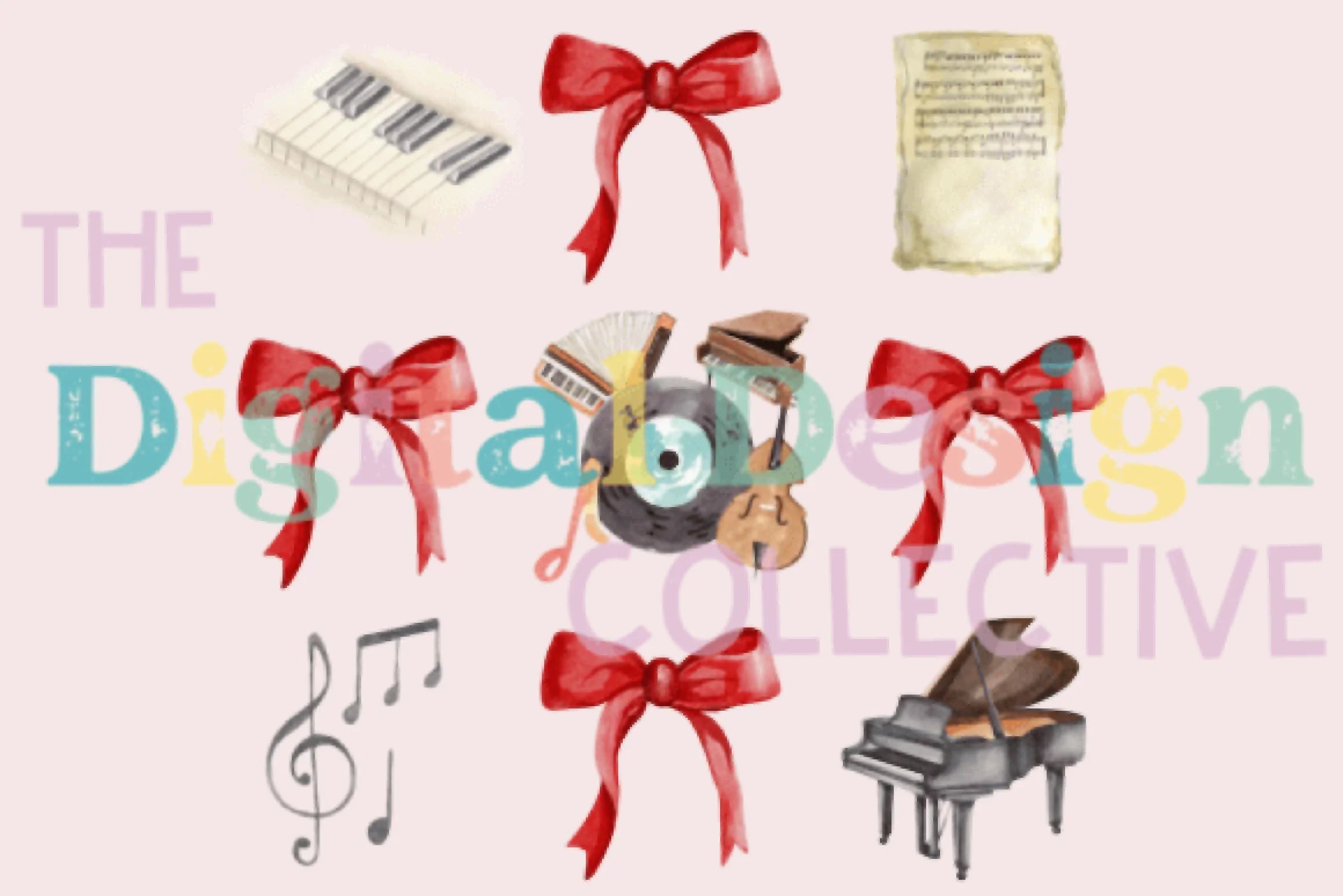 Coquette Music Bows Clipart Bundle - CraftNest - Digital Crafting and Art