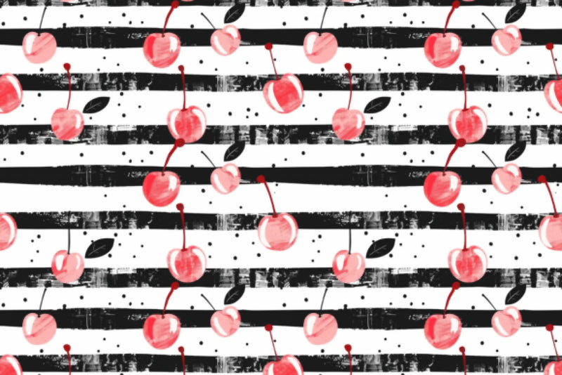 Coquette Cherry Bow Patterns Digital Paper - CraftNest - Digital Crafting and Art