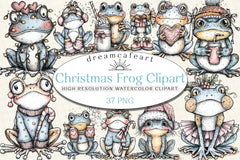 Coquette Christmas Frog Clipart Bundle - CraftNest - Digital Crafting and Art