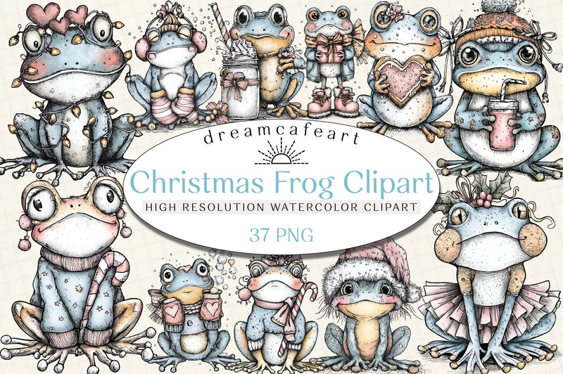 Coquette Christmas Frog Clipart Bundle - CraftNest - Digital Crafting and Art