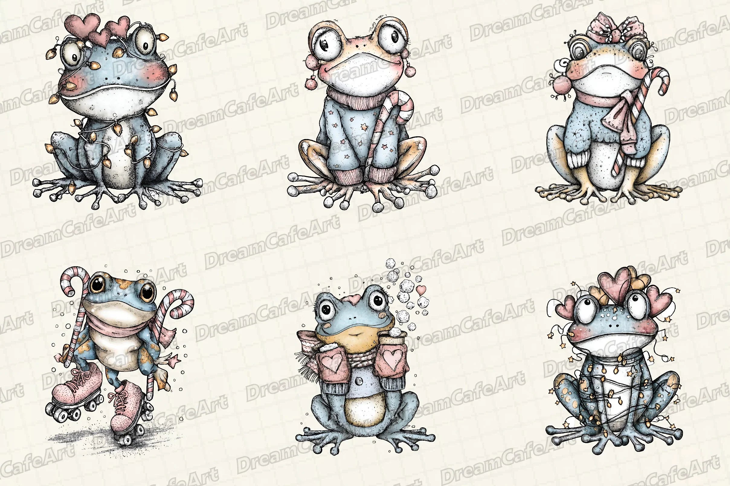 Coquette Christmas Frog Clipart Bundle - CraftNest - Digital Crafting and Art