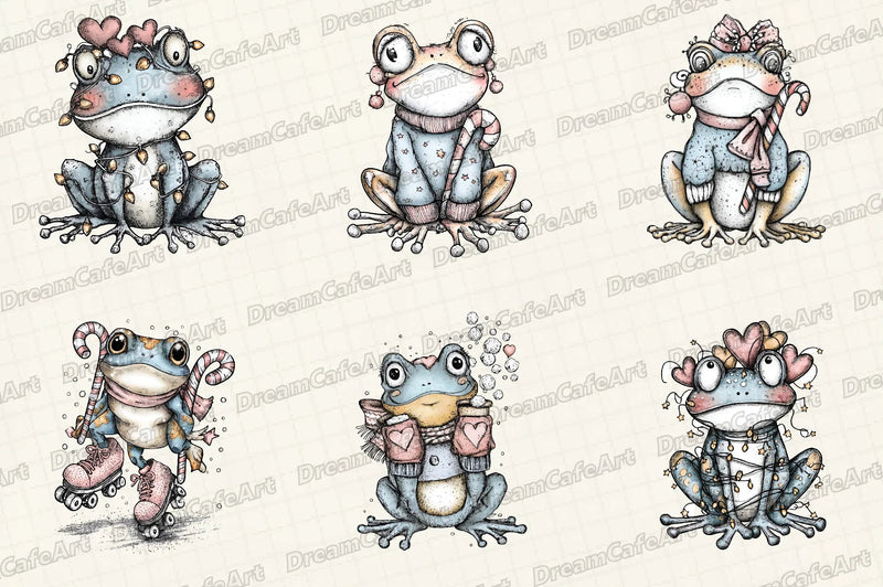 Coquette Christmas Frog Clipart Bundle - CraftNest - Digital Crafting and Art