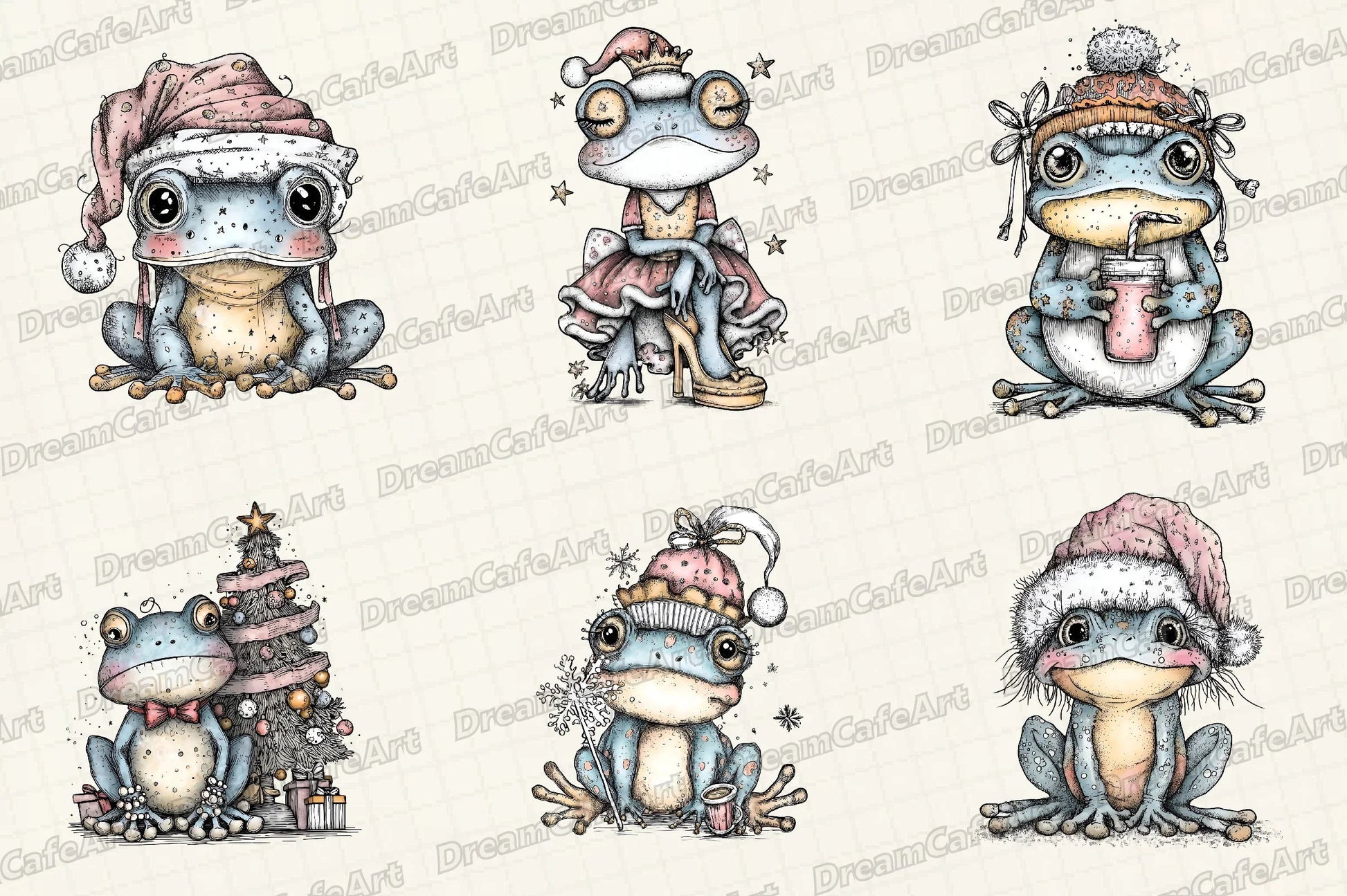 Coquette Christmas Frog Clipart Bundle - CraftNest - Digital Crafting and Art