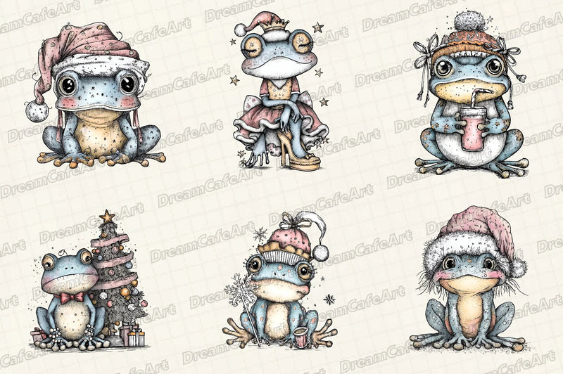 Coquette Christmas Frog Clipart Bundle - CraftNest - Digital Crafting and Art