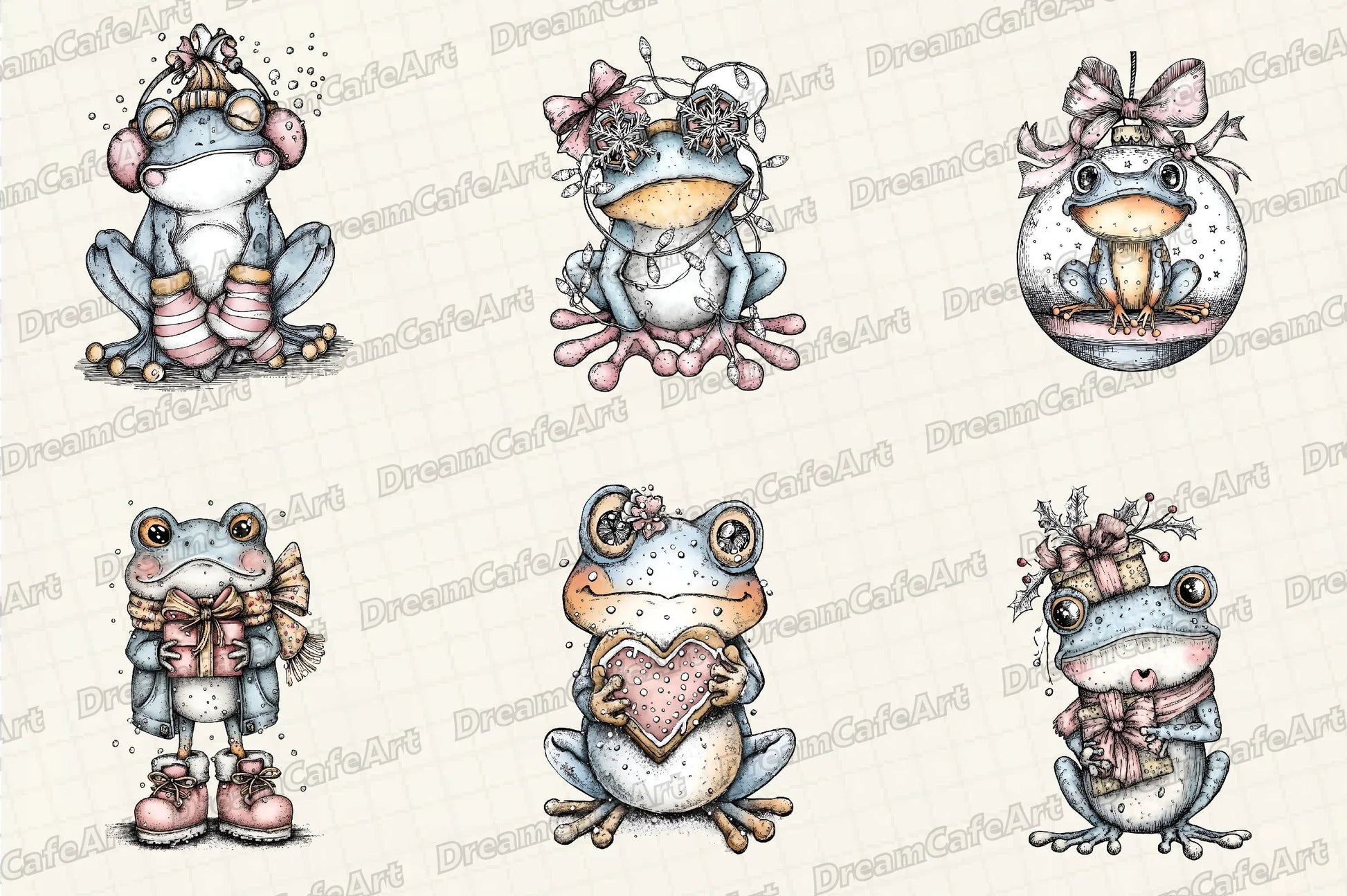 Coquette Christmas Frog Clipart Bundle - CraftNest - Digital Crafting and Art