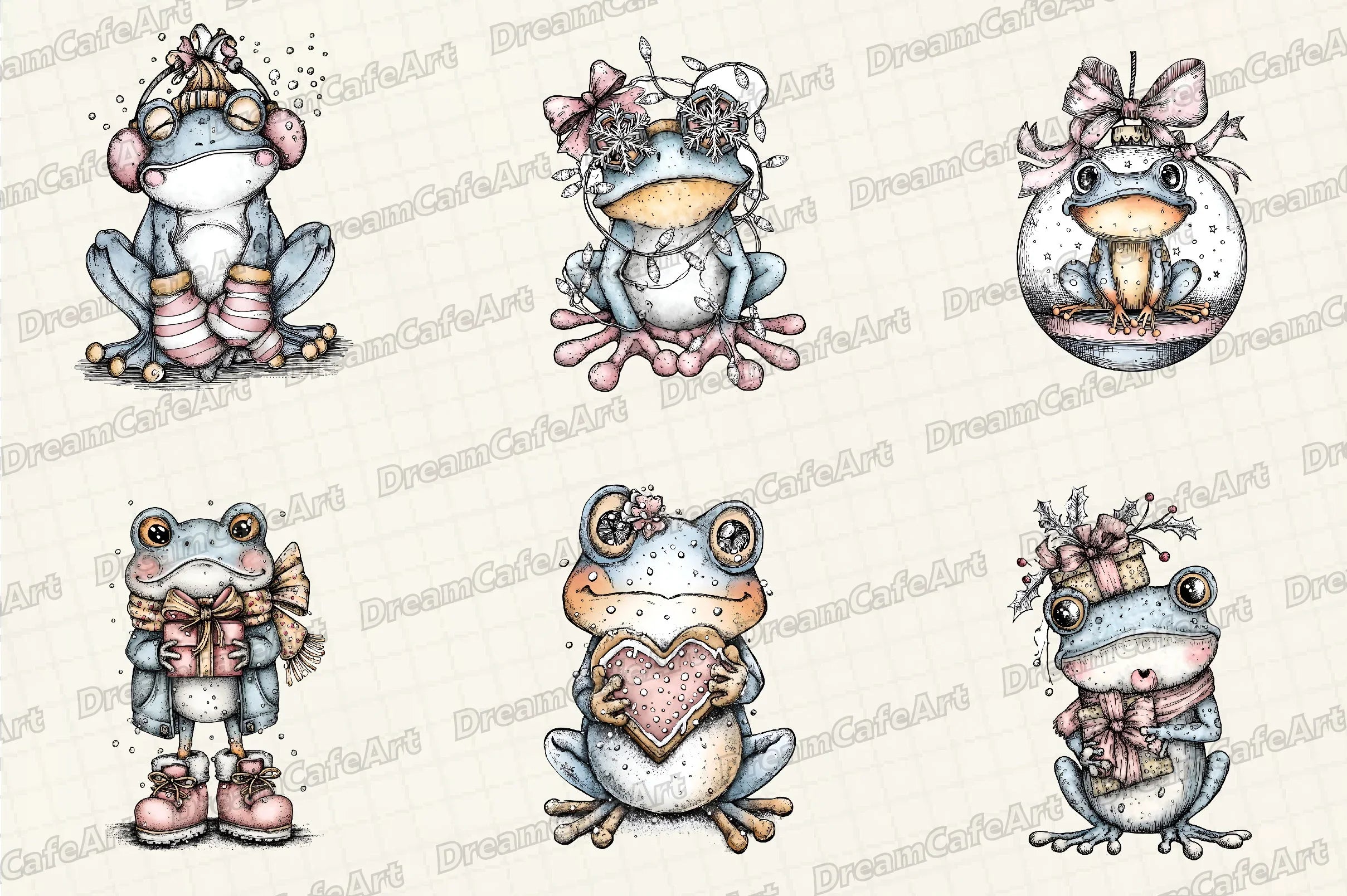 Coquette Christmas Frog Clipart Bundle - CraftNest - Digital Crafting and Art