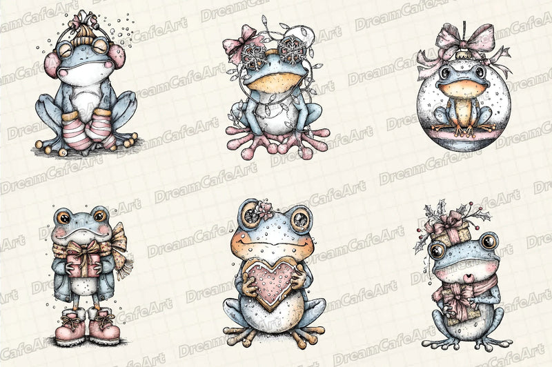 Coquette Christmas Frog Clipart Bundle - CraftNest - Digital Crafting and Art