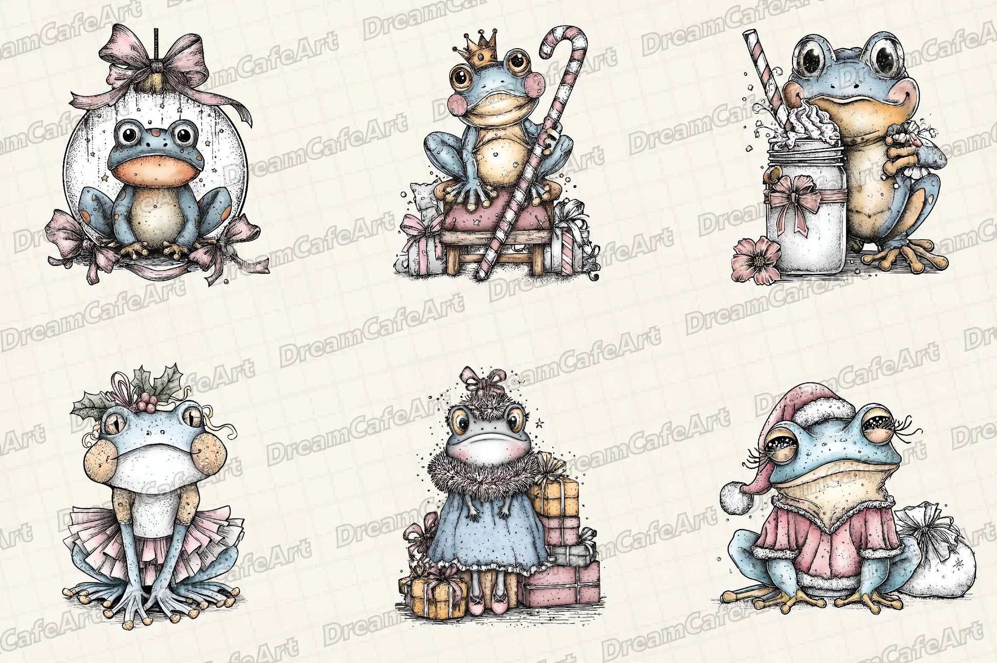 Coquette Christmas Frog Clipart Bundle - CraftNest - Digital Crafting and Art