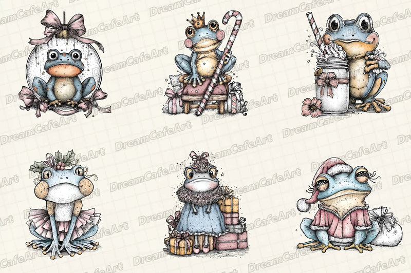 Coquette Christmas Frog Clipart Bundle - CraftNest - Digital Crafting and Art