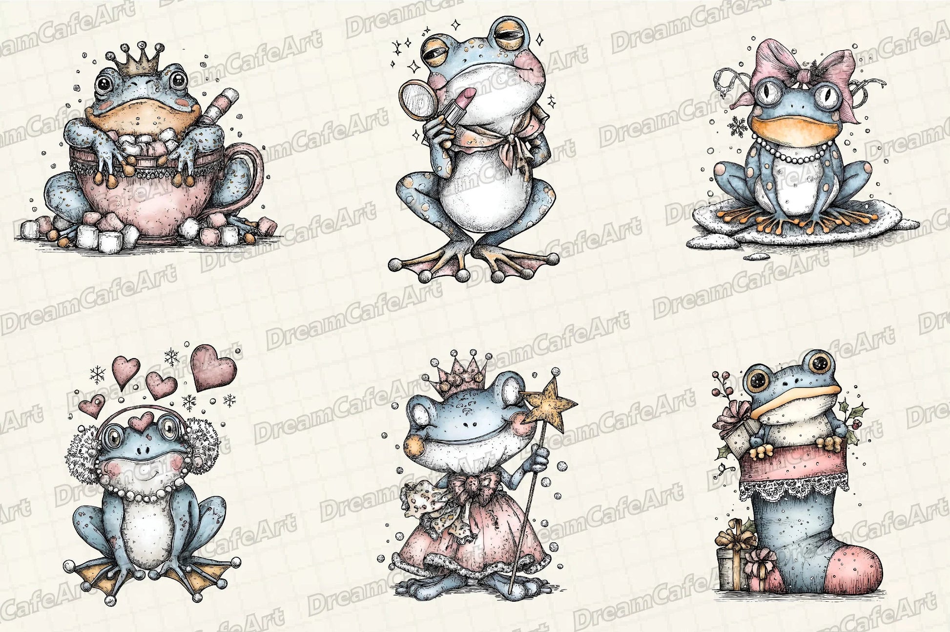 Coquette Christmas Frog Clipart Bundle - CraftNest - Digital Crafting and Art