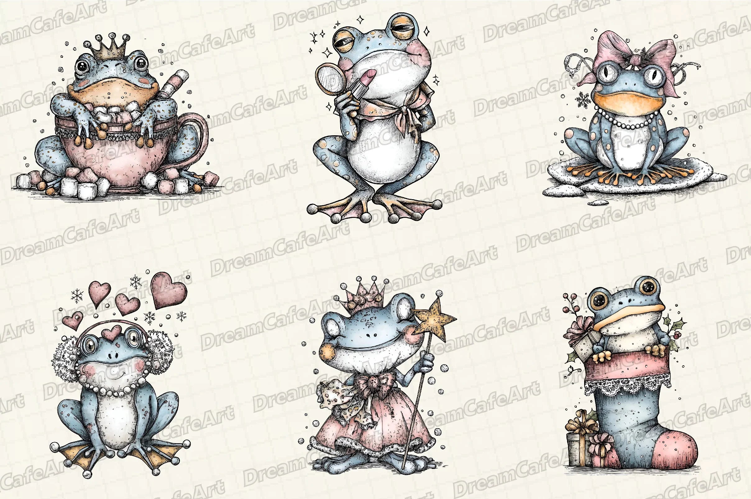 Coquette Christmas Frog Clipart Bundle - CraftNest - Digital Crafting and Art