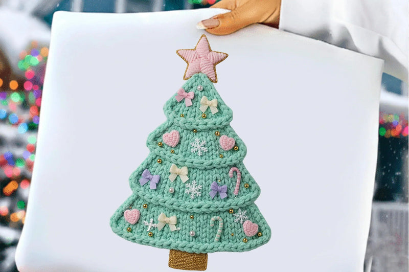Coquette Crochet Yarn Christmas Tree Clipart Bundle - CraftNest - Digital Crafting and Art