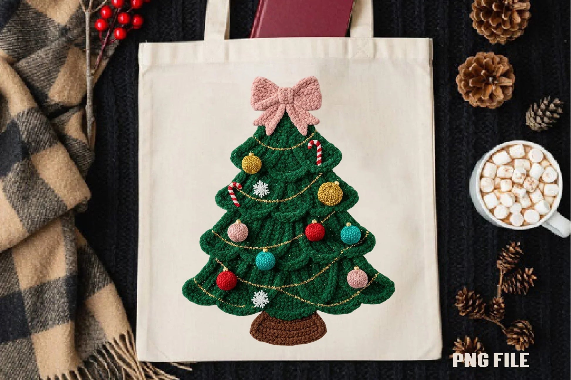 Coquette Faux Yarn Christmas Tree Clipart Bundle - CraftNest - Digital Crafting and Art