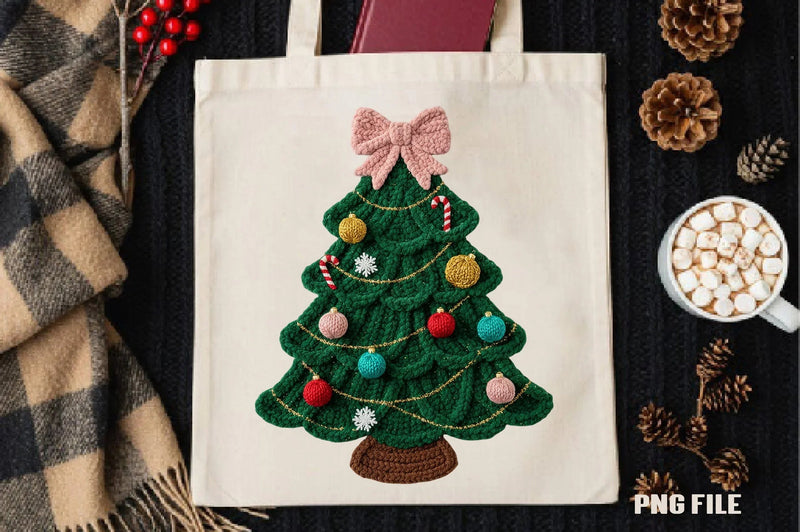 Coquette Faux Yarn Christmas Tree Clipart Bundle - CraftNest - Digital Crafting and Art